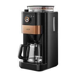 ACA 北美电器 咖啡机家用小型全自动研磨一体智能分杯美式磨豆075A 黑色