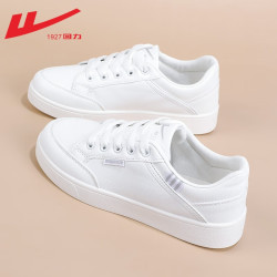 warrior回力女鞋小白鞋皮面9635白银38