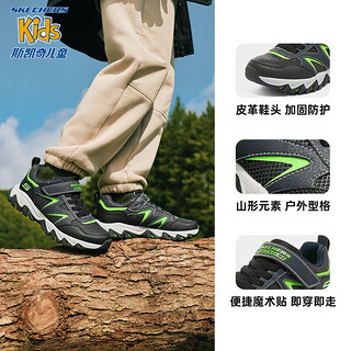 Skechers斯凯奇童鞋儿童户外行山系列运动鞋2023强抓地防踢男童休闲鞋 海军蓝色/柠檬色/NVLM 38码