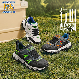 Skechers斯凯奇童鞋儿童户外行山系列运动鞋2023强抓地防踢男童休闲鞋 海军蓝色/柠檬色/NVLM 38码