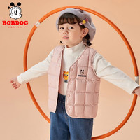 BoBDoG 巴布豆 卡乐儿童马甲宝宝秋冬季羽绒棉上衣男童外穿背心女童可爱小童内搭冬装 粉 110