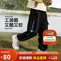 迪士尼（DISNEY）童装儿童男童工装长裤针织束脚运动潮裤子DB331ME34黑100