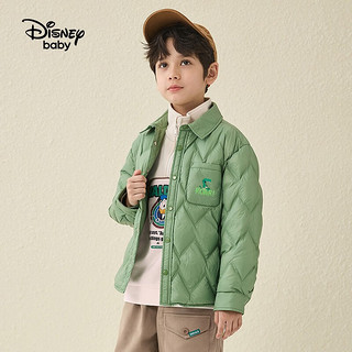 迪士尼（Disney）童装男童轻薄衬衫羽绒服冬儿童时尚休闲羽绒服 浅军绿 130