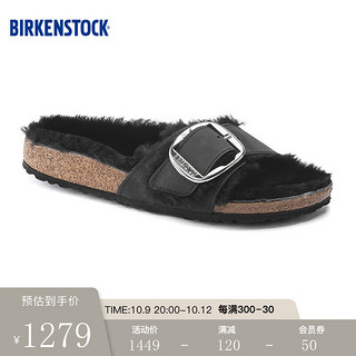 BIRKENSTOCK 勃肯 软木拖鞋女款时尚大巴扣毛毛鞋Madrid Big Buckle系列 1020136-黑色 36