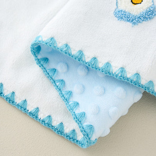 童泰婴儿盖毯秋冬季0-6月宝宝盖被新生儿护肚毛毯初生儿豆豆毯 蓝色 90x100cm