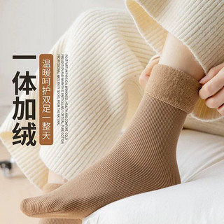 厚袜子女秋冬季加绒加厚保暖雪地袜居家睡觉地板袜蓄热中筒毛圈袜