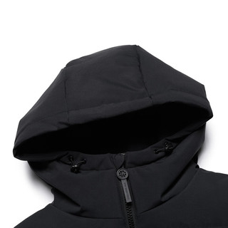XTEP 特步 羽绒服男秋冬中长款防风保暖连帽外套977429640431 正黑色 S