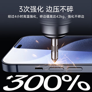 亿色iphone15pro钢化膜康宁苹果15pro手机钢化膜康宁膜高清抗指纹全包边贴膜全屏不顶壳防摔前保护膜