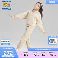 Skechers斯凯奇女童长袖卫衣长裤套装秋季高立领宽松休闲衣服L323G051 烟灰色/01CG 160cm