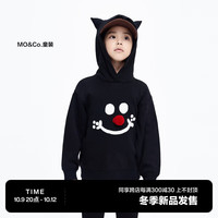 little MO&Co.加绒 little moco童装23冬装男女童保暖连帽长袖印花卫衣 黑色 130/60