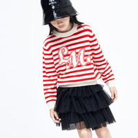 little MO&Co.美丽诺羊毛 little moco童装23冬装男女童条纹套头毛衣毛衫 红白条色 110/52