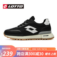 乐途（LOTTO）男鞋阿甘复古老爹鞋夏季真皮牛皮运动鞋休闲跑步鞋秋季 黑/白 39/245