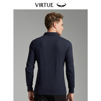 Virtue 富绅 秋季男士长袖t恤纯棉翻领体恤修身纯色打底衫polo衫薄款