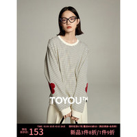 TOYOUTH 初语 黑白条纹立体花朵慵懒风卫衣 黑白条纹 M