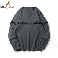 稻草人(mexican)男士纯棉针织衫毛衣2023时尚潮流印花针织衫舒适保暖上衣服J 9393 深灰 L