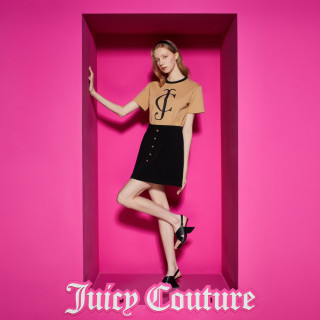 Juicy Couture橘滋大地系撞色logo印花女式T恤