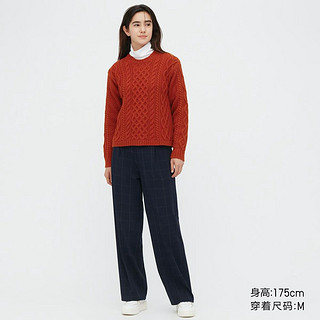 UNIQLO 优衣库 女装 纽花圆领针织衫(长袖毛衣 秋冬)451685