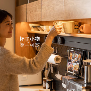 源氏木语实木餐边柜大容量茶水柜靠墙岩板收纳柜(樱桃木1.8米+上架+电轨)