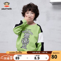 大嘴猴(PAUL FRANK)童装儿童卫衣秋冬潮流休闲百搭拼色圆领男童上衣 荧光绿 140
