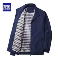 罗蒙(ROMON)品牌夹克外套男士秋冬品质爸爸装休闲商务 深蓝 3XL