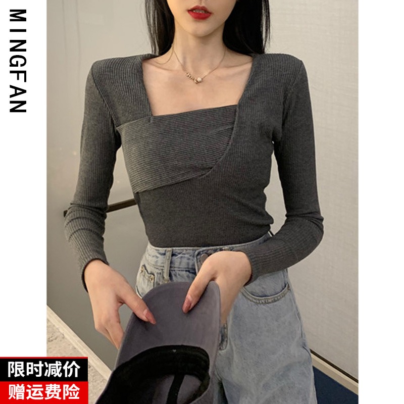 G女装秋冬季内搭长袖t恤针织衫打底衫毛衣上衣ins潮流