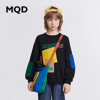 马骑顿 MQD童装男童多色拼贴圆领卫衣23冬加厚多彩字母撞色韩版上衣 黑色 150cm