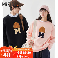 MIZIQI 米子旗 卫衣女春秋冬圆领长袖加绒外套 春秋暗蓝字9166胸前大 樱花粉