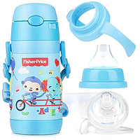 Fisher-Price 婴儿童水杯吸管杯 蓝色300ML 一杯五用