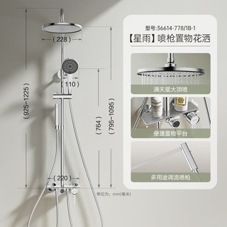 JOMOO 九牧 花洒淋浴套装置物喷枪易洁大顶喷满天星36614-778/1B-1