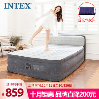 INTEX 新 64448内置电泵线拉充气床垫 单双人加厚加高靠背式折叠床家用