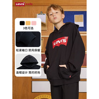 Levi's 李维斯 童装男女童连帽经典蝙蝠标卫衣儿童秋款纯棉舒适针织上衣 正黑色 160/80(XL)