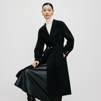 Y.SING 衣香丽影 100%绵羊毛双面呢大女冬季翻领灯笼袖外套大衣