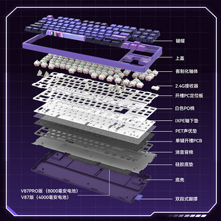 VGN V87 PRO 87键 2.4G蓝牙 多模无线机械键盘