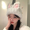 韩版可爱甜美兔耳朵毛绒帽子女秋冬保暖防寒百搭显脸小针织包头帽