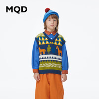 MQD 马骑顿 童装男童毛衣V领提花儿童针织马甲 藏蓝 130