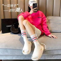 雅我 袜子女秋季外穿中筒袜子ins潮秋冬条纹运动长袜街头百搭潮袜