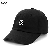 KeNMO 肯默 潮牌纯色软顶鸭舌帽logo字母B棒球帽秀气遮阳防晒帽子 黑色