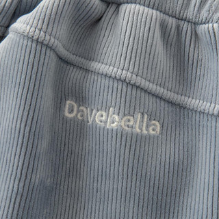 戴维贝拉（DAVE＆BELLA）中大童裤子加绒男童运动裤洋气女童休闲裤儿童长裤秋冬童裤 灰蓝色 110cm(身高100-110cm)