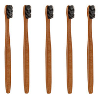 Biorepair 贝利达 6支环保竹子牙刷木头竹牙刷竹炭软毛成人牙刷家庭家用男女土小头