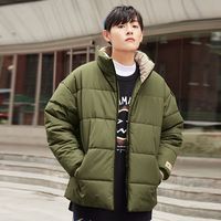 A21男装冬季潮牌字母印花棉服男士外套宽松立领保暖外套男棉服