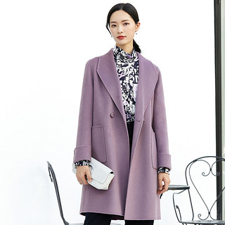 NAERSI 娜尔思 冬新款商场同款薄雾紫100纯羊毛大衣女外套