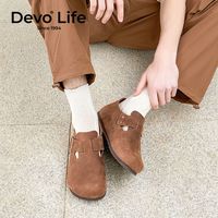 的的的沃 Devo Life  的的沃 Devo Life   Life /软木鞋休闲包头全包搭扣女鞋外穿秋冬真皮小皮鞋