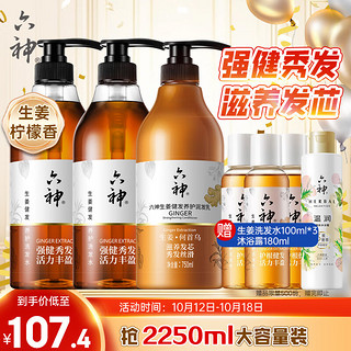 六神 生姜组套(洗发水750ml*2+润发乳750ml*1 新老款随发)