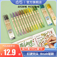 DS 点石文具 点石大毛刷水性马克笔手账笔套装双头画笔绘画软头Brush花体英文水性笔简约手帐素材美术动漫水彩笔 DS-302E