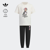 adidas阿迪达斯三叶草男小童儿童运动短袖套装IX4370 粉白/黑色 104CM