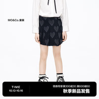 little MO&Co.little moco童装女童爱心印花牛仔裙半身裙裤KBC3SKT011 牛仔黑色 155/64