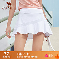 CAMEL 骆驼 运动半身裙女网球裙时尚针织跑步休闲百褶裙防走光裙裤 C0S14L0620 白色 XL