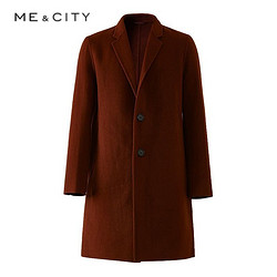 MECITY 男装冬季新款时尚斜插袋分割宽松保暖双面帅气潮流呢大衣