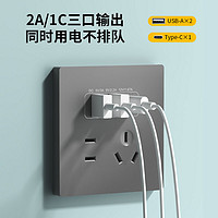 PNTU 国际电工 多用五孔插座 20W快充USB+type-c 白色