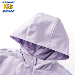 Skechers斯凯奇童装女童连帽运动防风外套秋季舒适运动服P323G039 浅雪青色/00EW 120cm